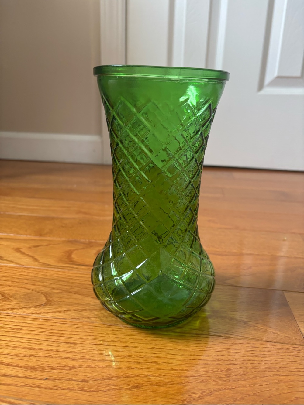 Hoosier Diamond-Pattern Glass Vase - Decorative Accent